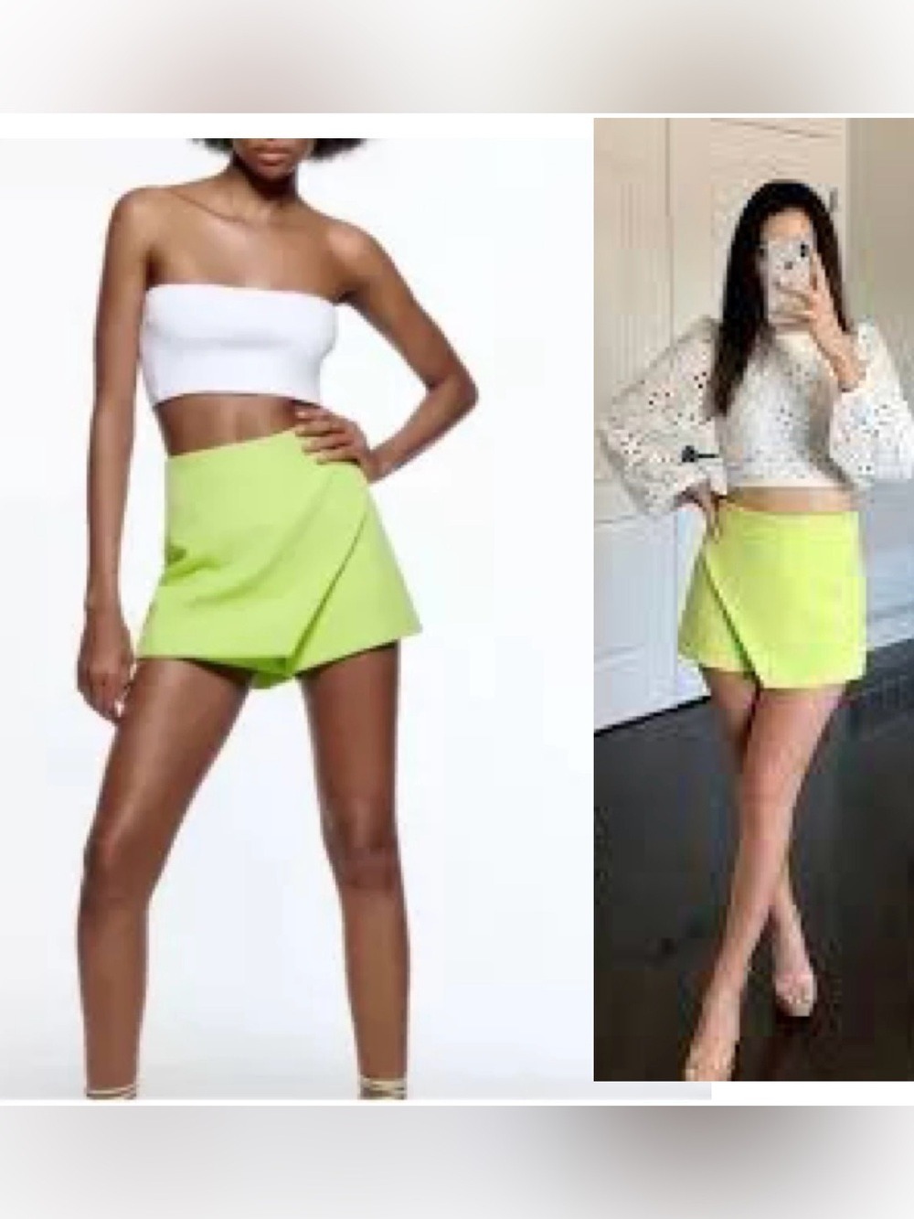 Neon Lime Wrap-Front Skort